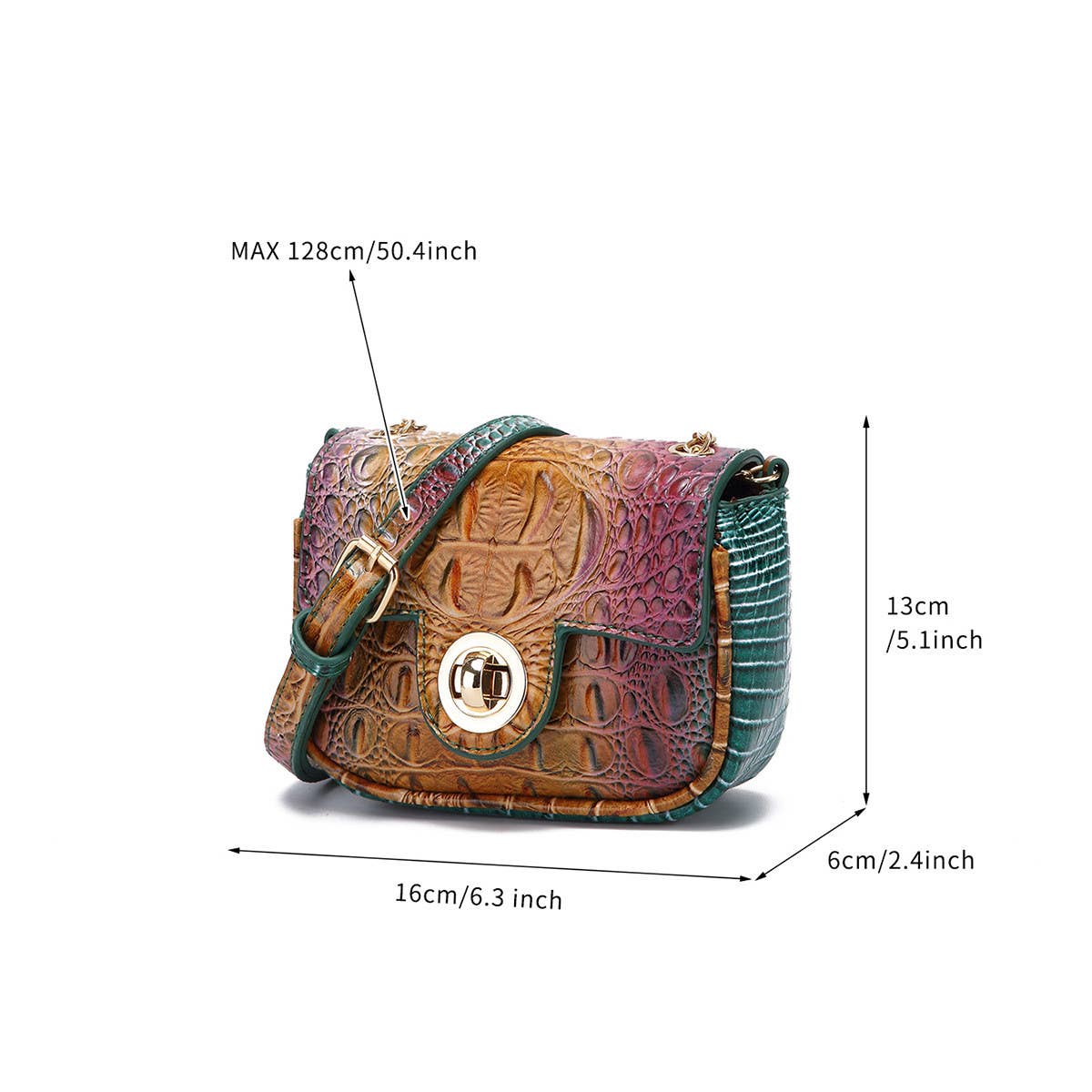 WOMEN MULTI-COLOR CROCODILE PATTERN SHOULDER BAG_CWAB2596