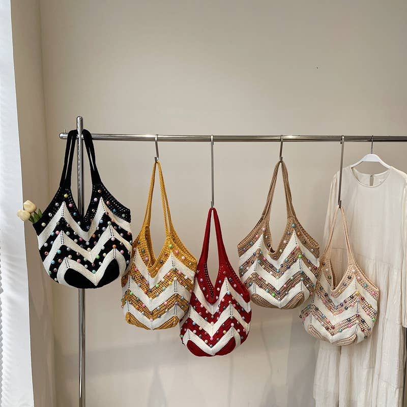 Pearl hollowed-out large-capacity underarm bag