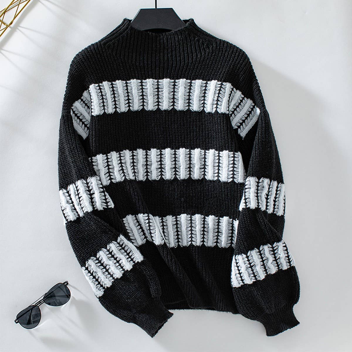 Stylish all-in-one semi-turtleneck sweater