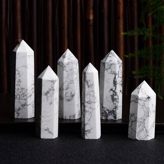 Natural White Turquoise Hex Crystal Tower
