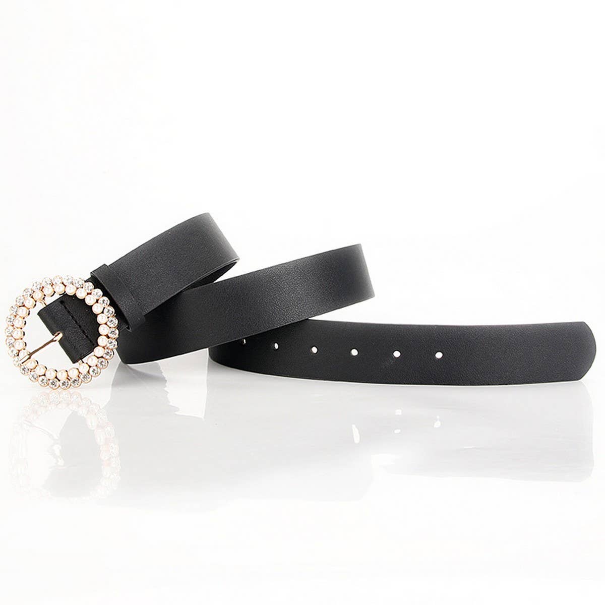 CLASSIC VINTAGE ROUND RHINESTONE PEARL BUCKLE BELT_CWABE0400