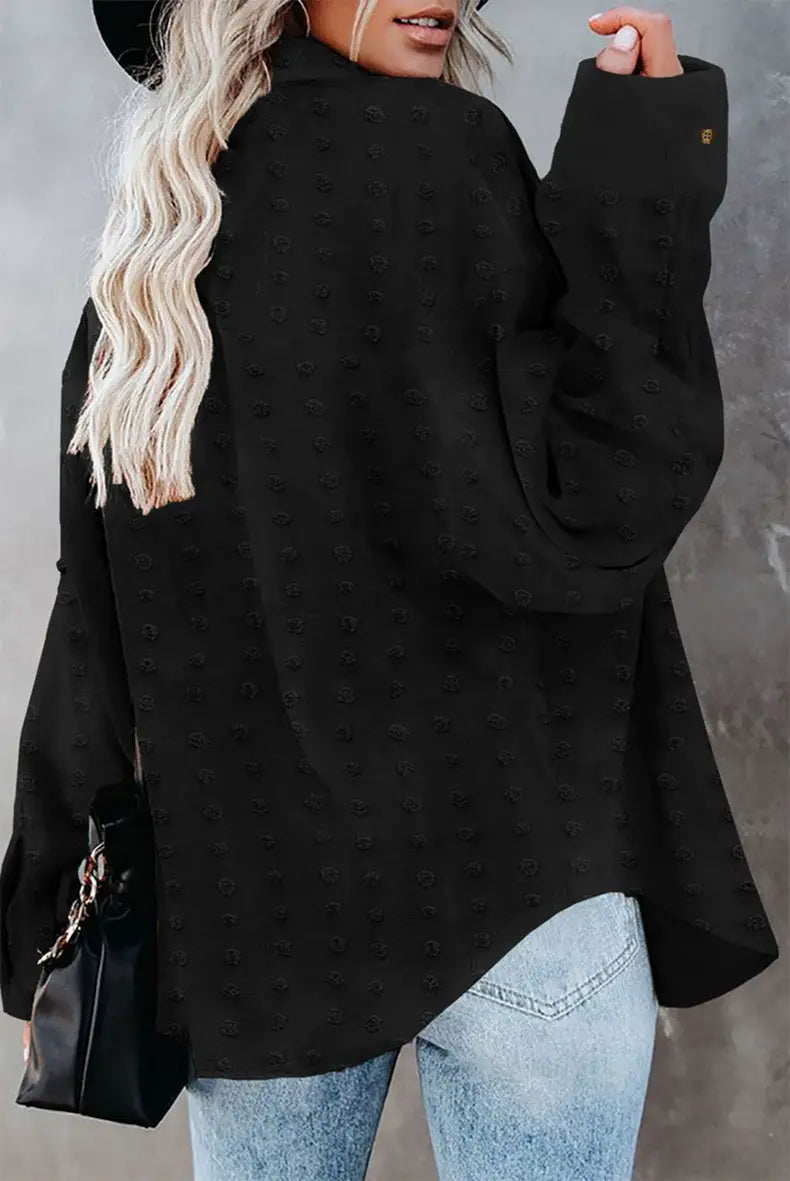 SOLID COLOR CHIFFON JACQUARD BREASTED SHIRT