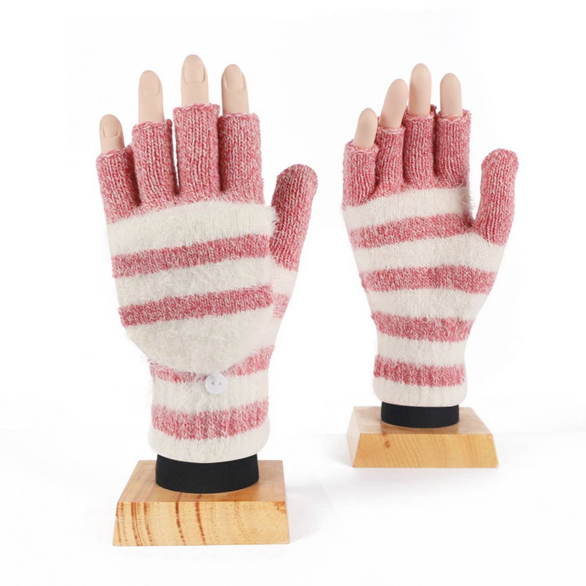 WINTER WOOL KNITTED HALF-FINGER FLAP WARM GLOVES_CWAG0403