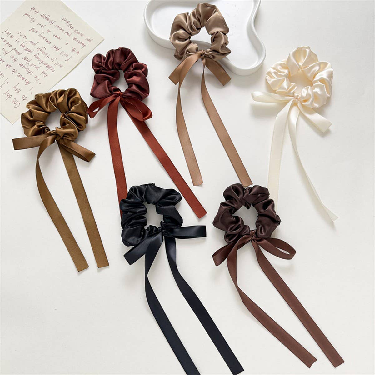 WOMEN KNOTTED STREAMER BOW HAIR TIE_CWAHA1083