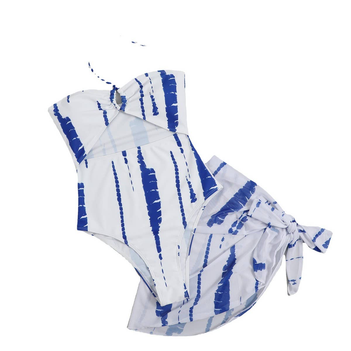 MULTICOLOR PRINT MESH HIGH WAIST ONE PIECE SWIMSUIT