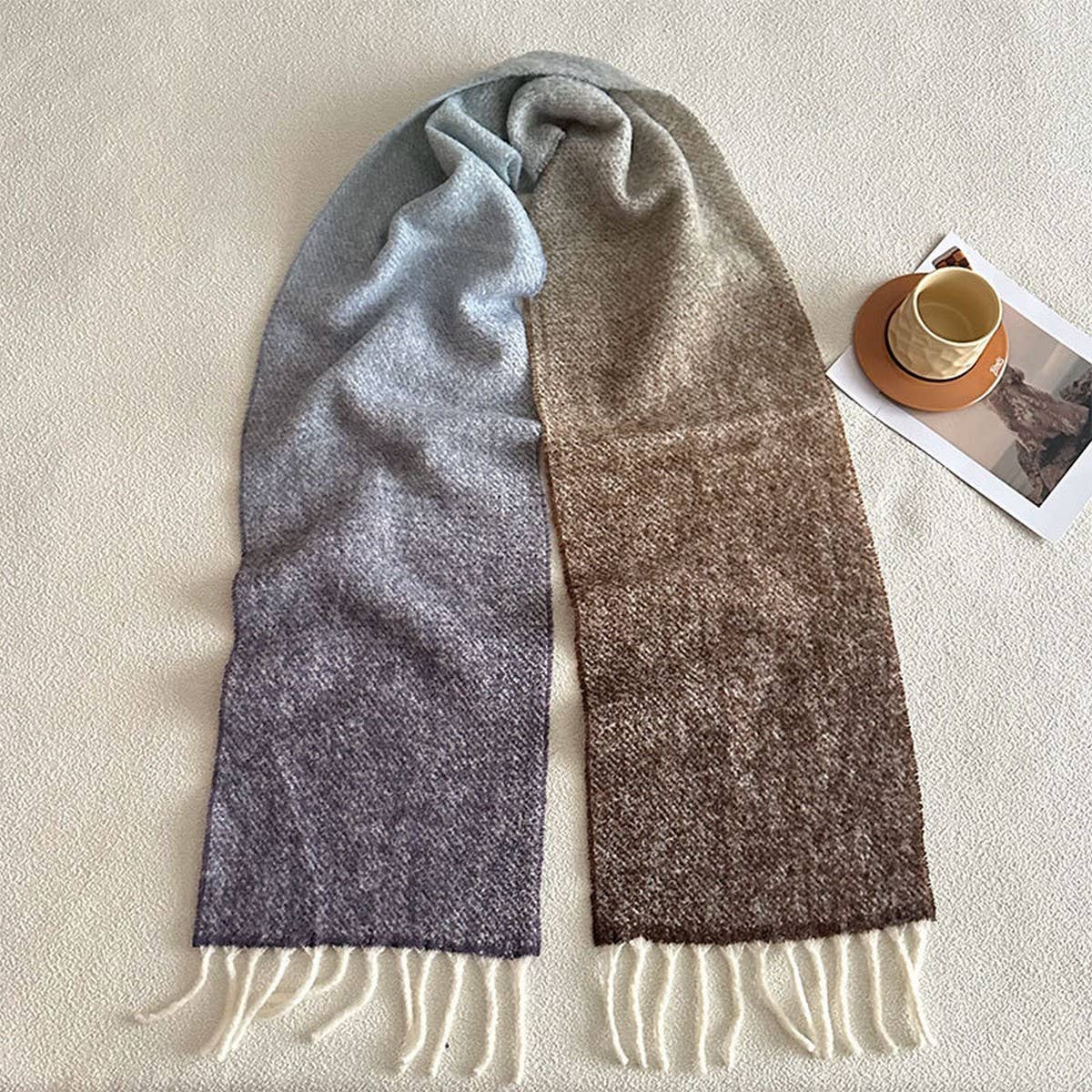Gradient Wool Scarf ? Thick Soft Winter Wrap