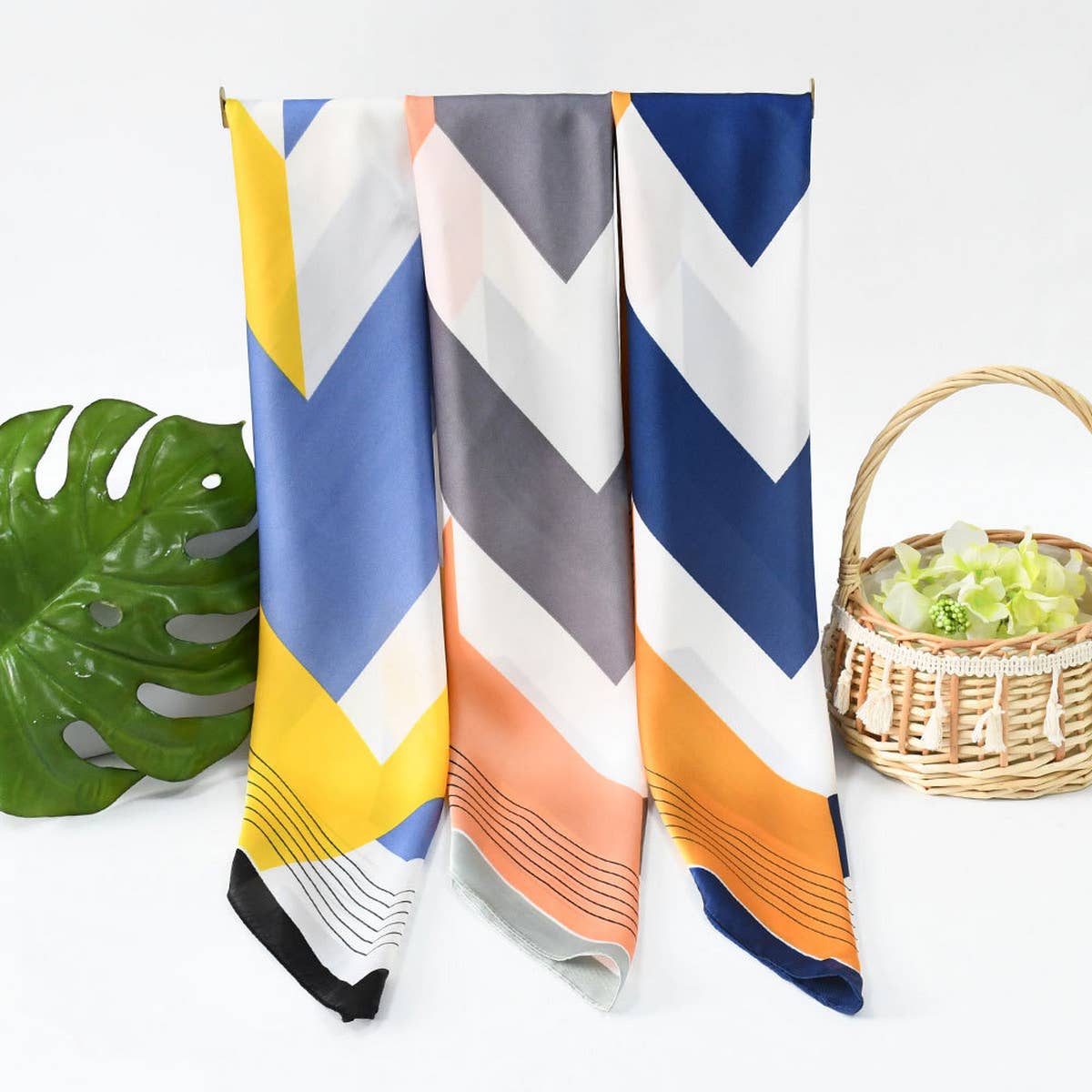 Striped Satin Scarf ??70cm Chic Summer Sun Wrap_CWASC1153