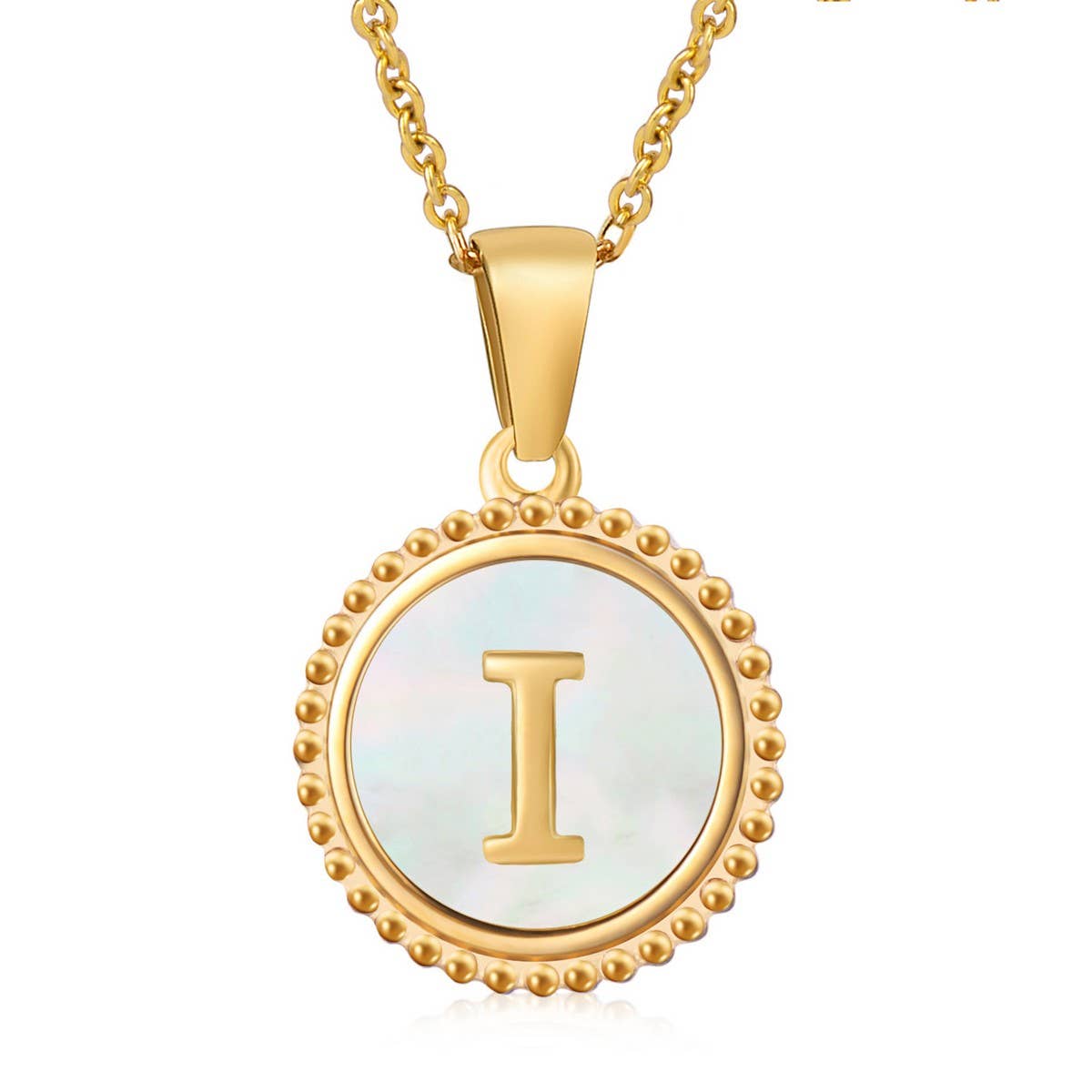 18K GOLD STAINLESS STEEL SHELL LETTER NECKLACE_CWAJE0686