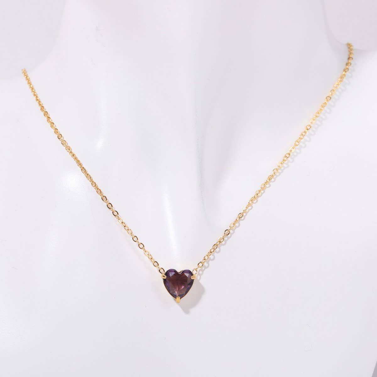 Stainless Steel Birthstone Heart Necklace_CWMM5667