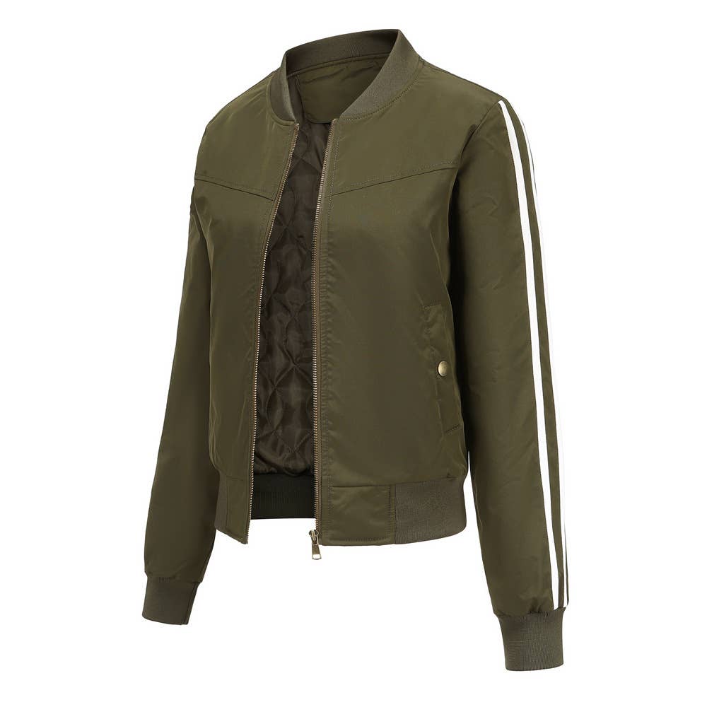 SOLID STRIPED JET JACKET WITH COTTON TRIM