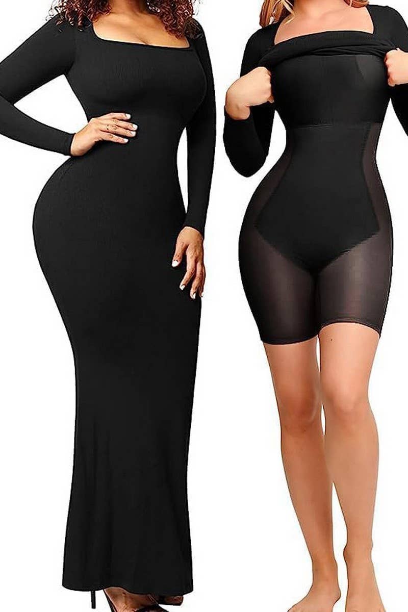 CWDMD3715_2 IN 1 TUMMY SCULPTING BODYSUIT DRESS
