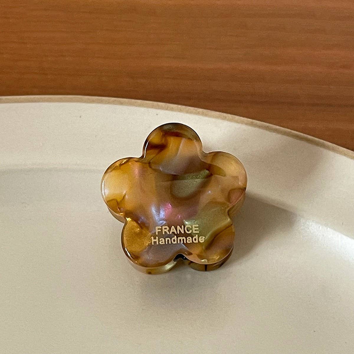 Ink Brown Floral Mini Hair Claw - Retro Bang Clip