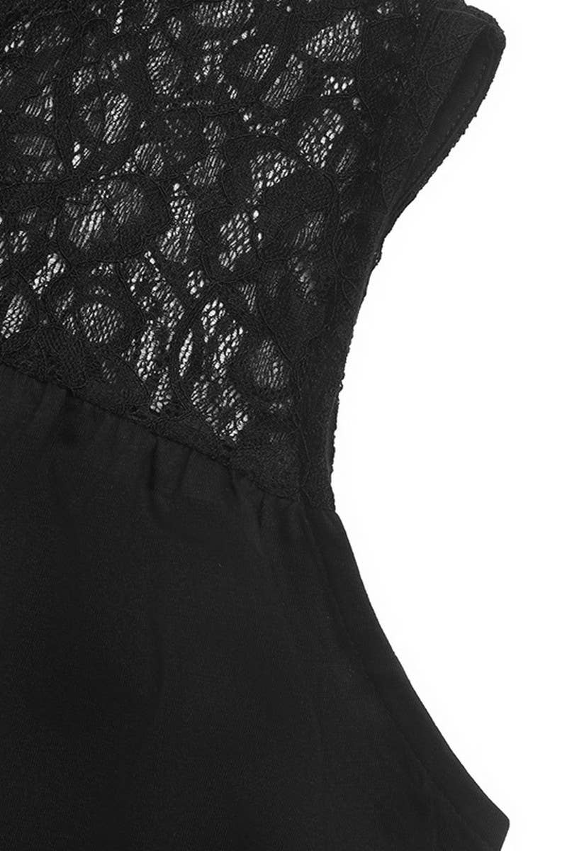 CWDSD4441_BLACK LACE SLEEVELESS DRESS