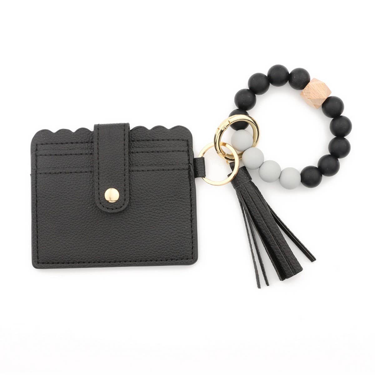 SILICONE BEAD BRACELET CARD BAG TASSEL KEYCHAIN
