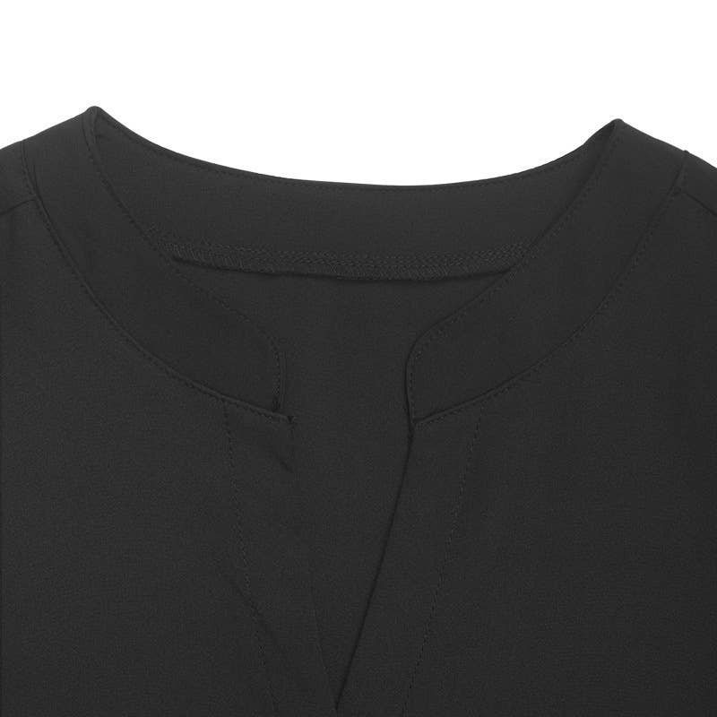 Small stand-up solid-color lace patchwork shirt