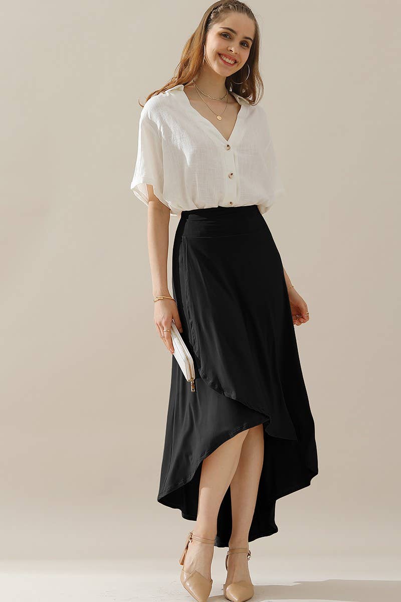 CWBLS127-P_PLUSSIZE OVERLAP HI-LOW MAXI SKIRT WITH FLARE HEM