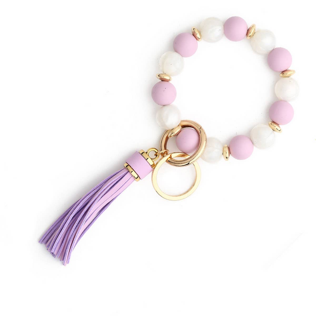 Silicone Bead Bracelet Keychain with Tassel_CWAB5026