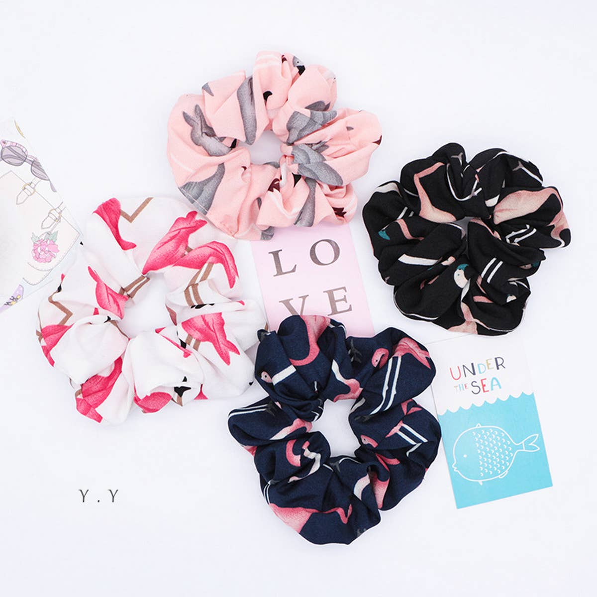 RETRO FASHION FLAMINGO HAIR TIE_CWAHA1075