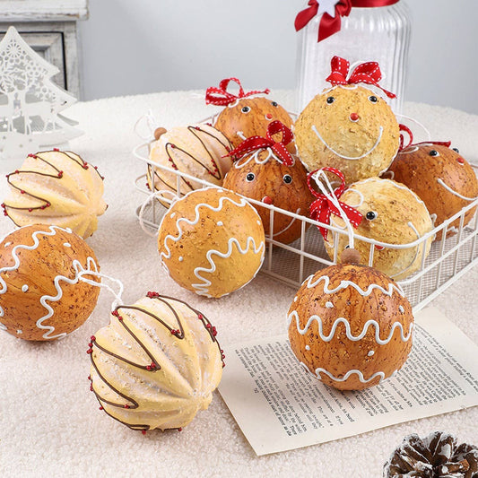 6pcs 8cm Gingerbread Foam Christmas Ball Set_CWMM9830