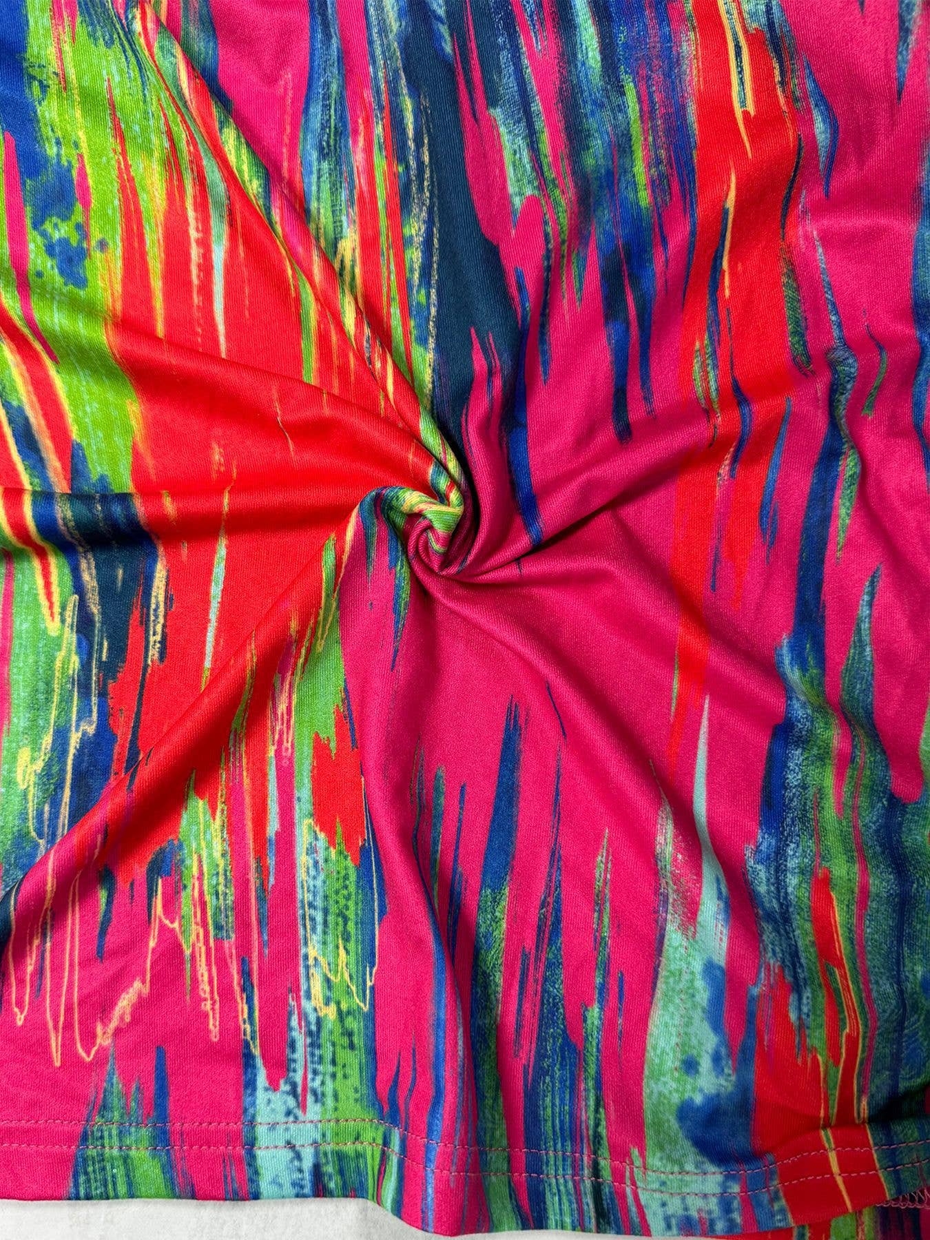 Stretch sexy color printed crew-neck casual dress