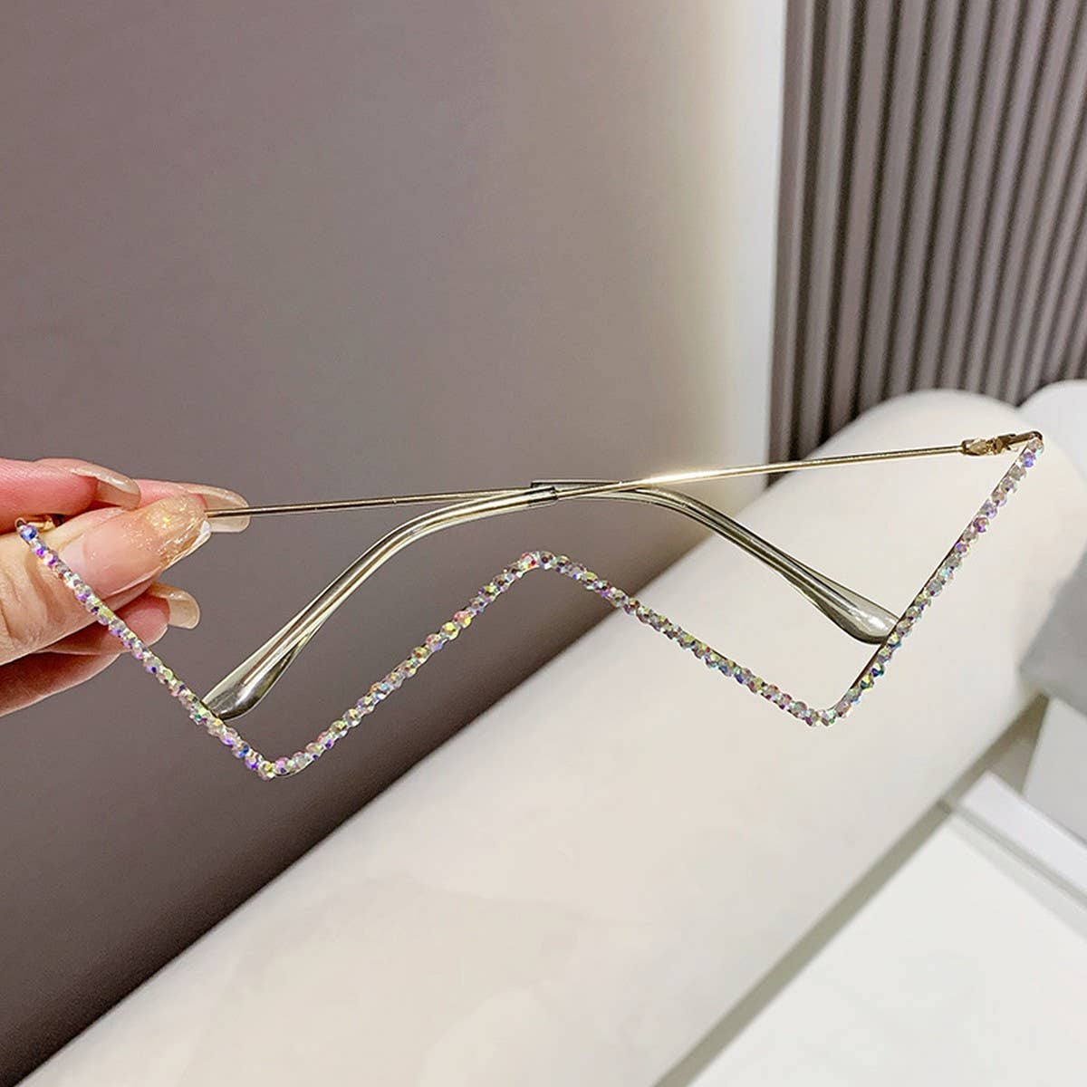 HALF RIMLESS METAL CHAIN GLASSES FRAME