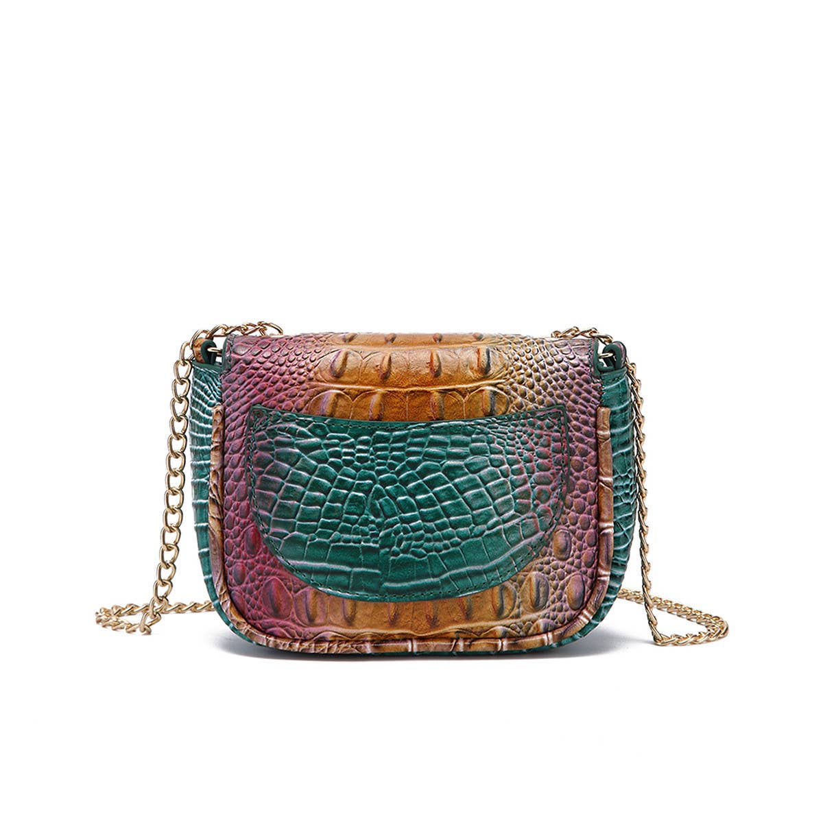 WOMEN MULTI-COLOR CROCODILE PATTERN SHOULDER BAG_CWAB2596