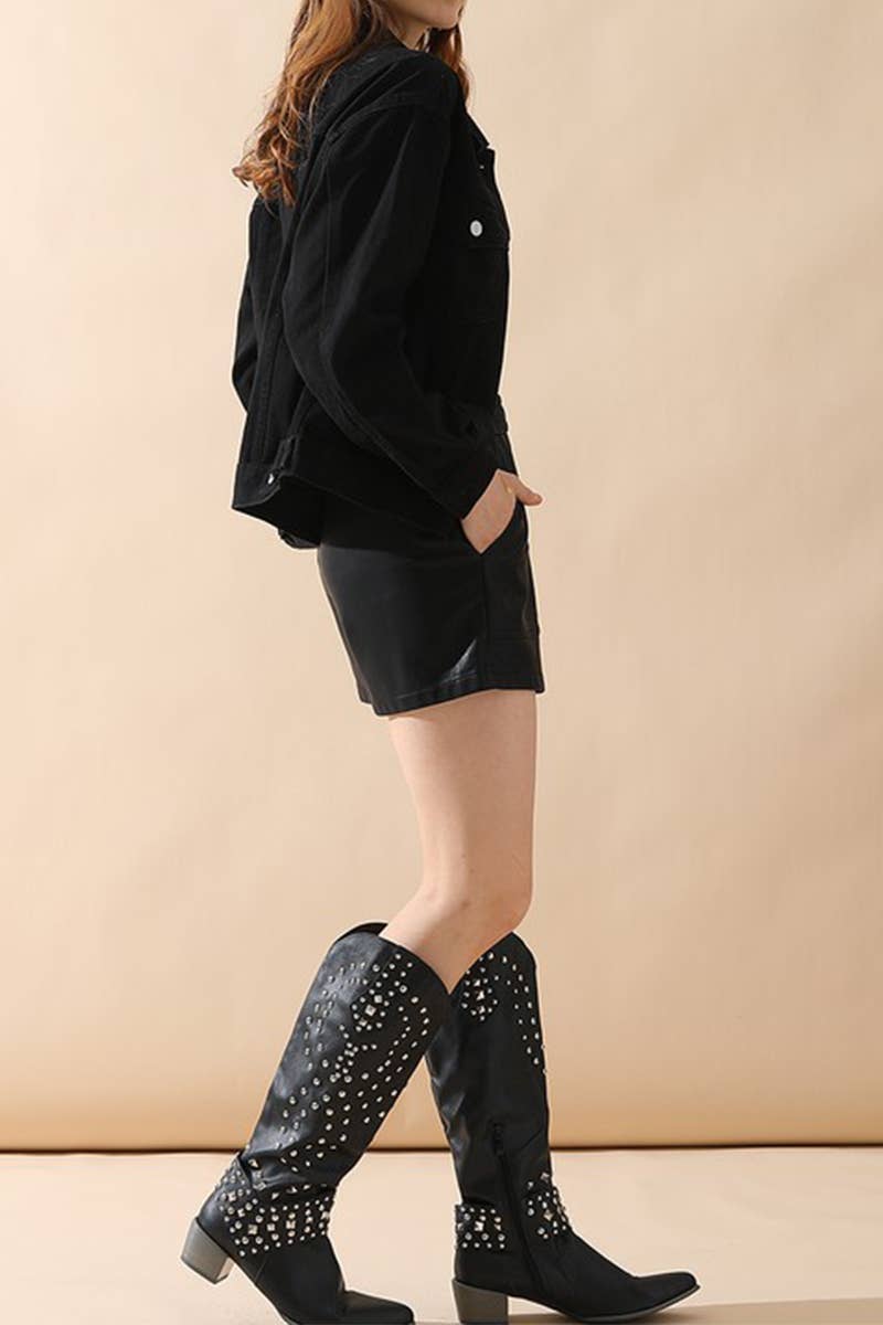 CWJJ065_CASUAL BUTTON DOWN DENIM JACKET