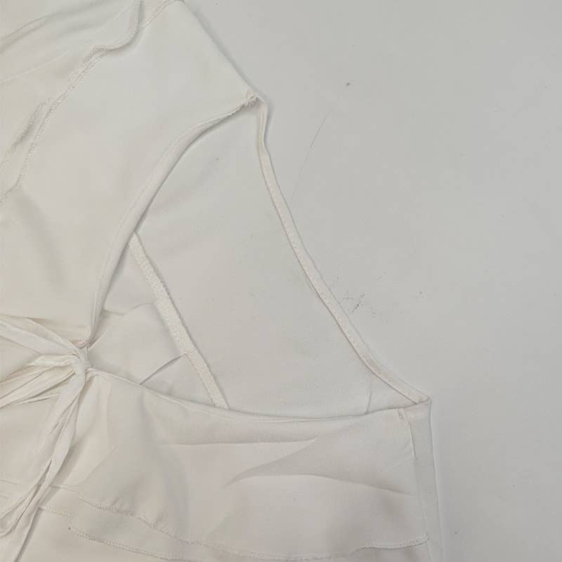 Stylish lace-up design shirt with ruffled edge