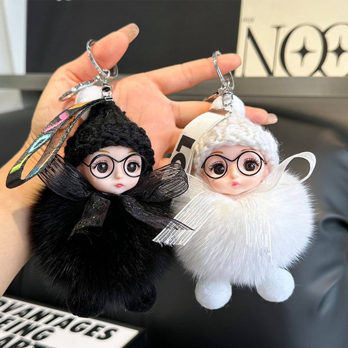 CUTE PLUSH DOLL CAR KEYCHAIN BAG PENDANT GIFT