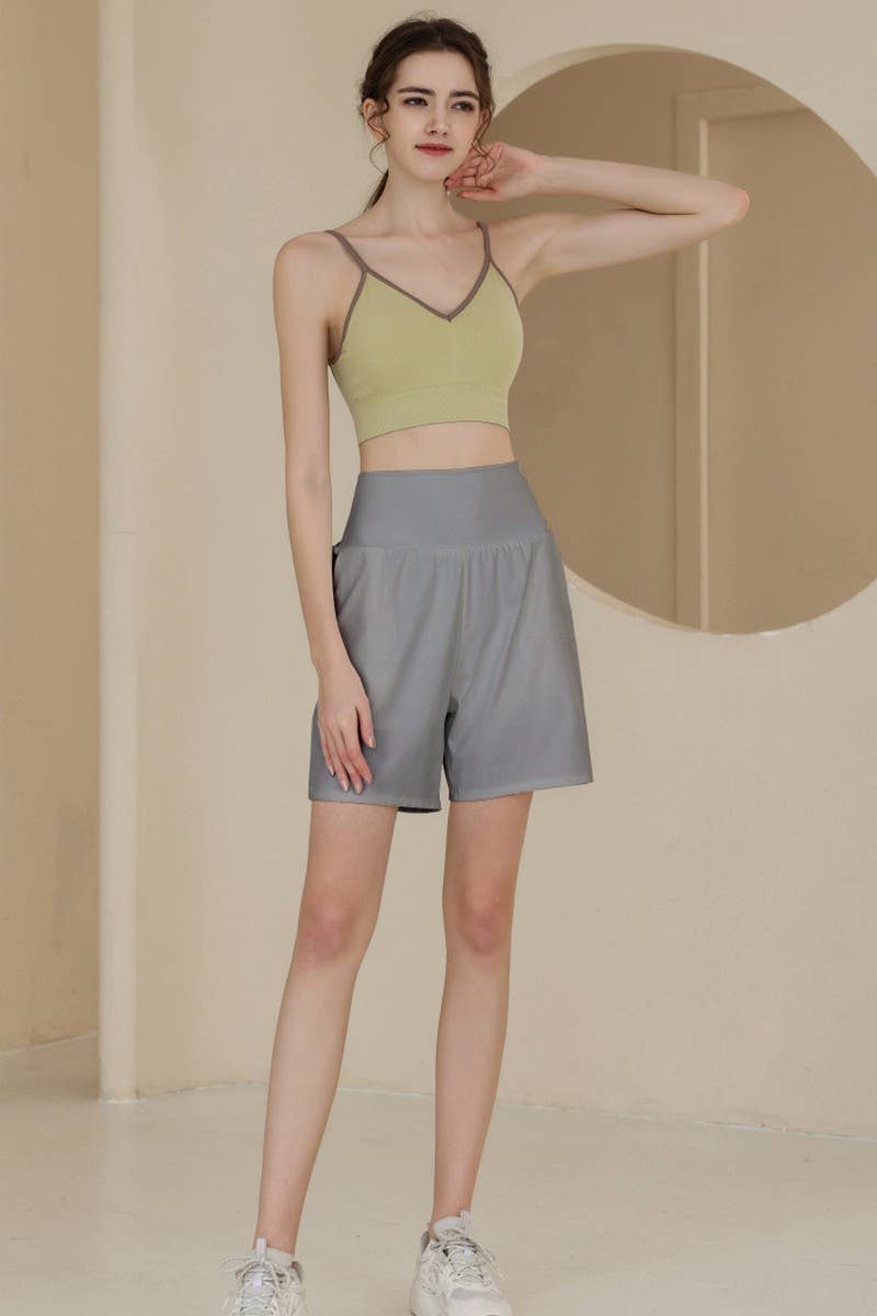 CWBSP0382_SOLID COLOR LOOSE YOGA SPORTS SHORTS