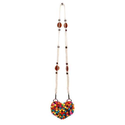 Hollowed-out and colorful beaded crossbody bag