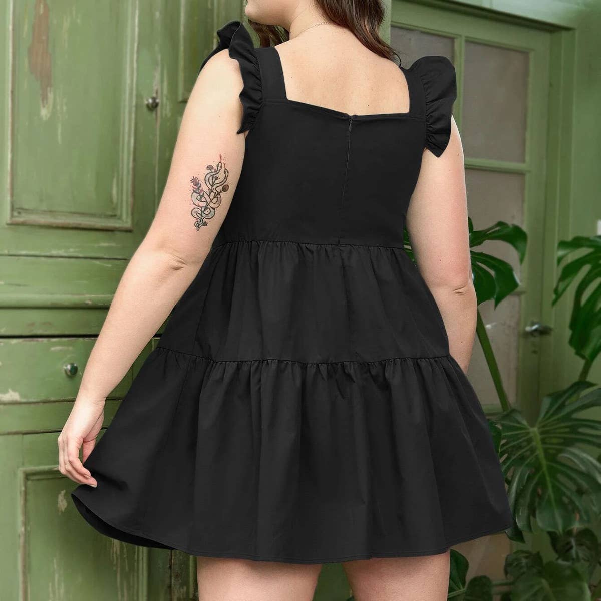 SUMMER SLEEVELESS TEMPERAMENT SQUARE COLLAR DRESS_CWDSD3304