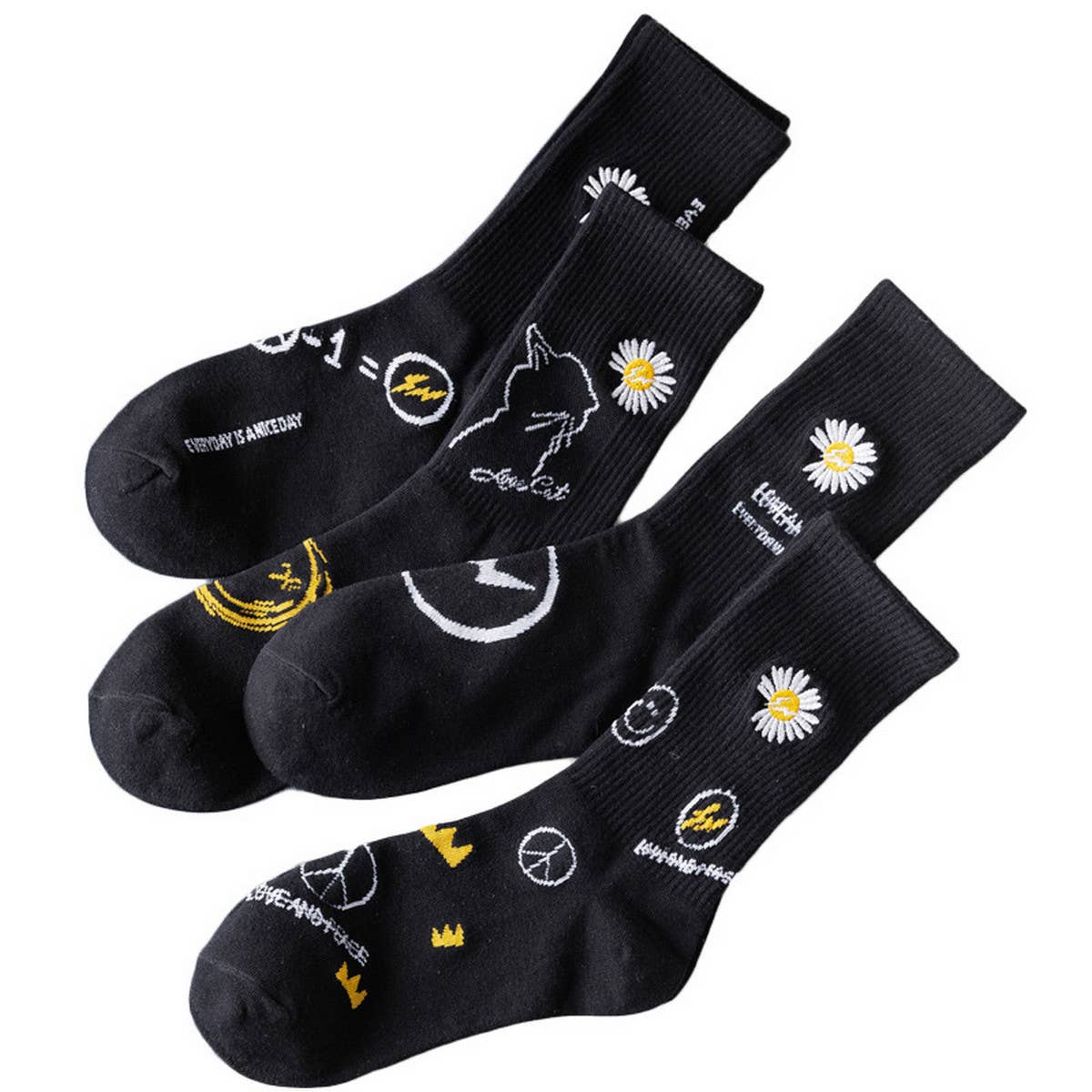 WOMEN BLACK DAISY SOCKS