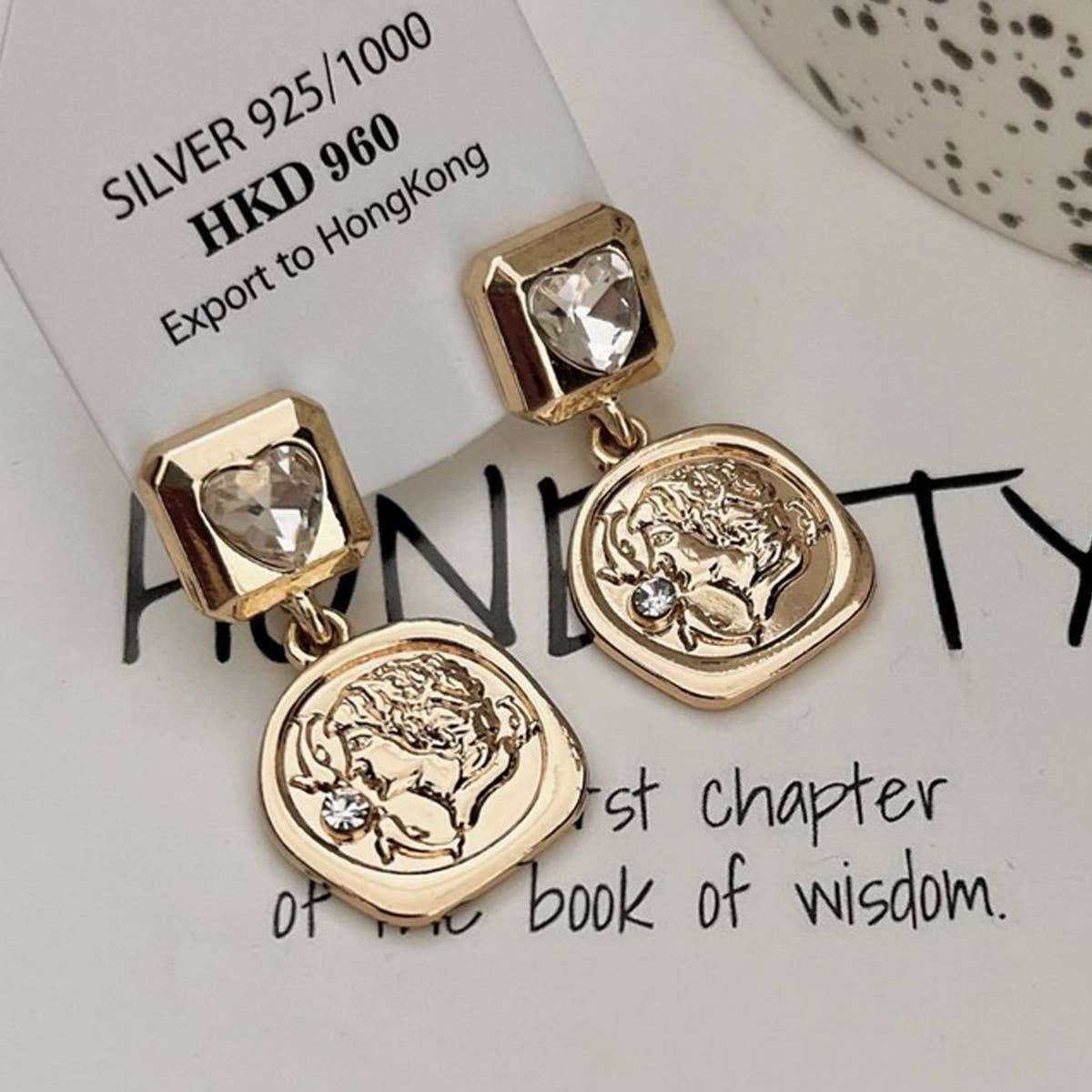 LIGHT LUXURY ZIRCON GEOMETRIC LOVE STUD EARRINGS