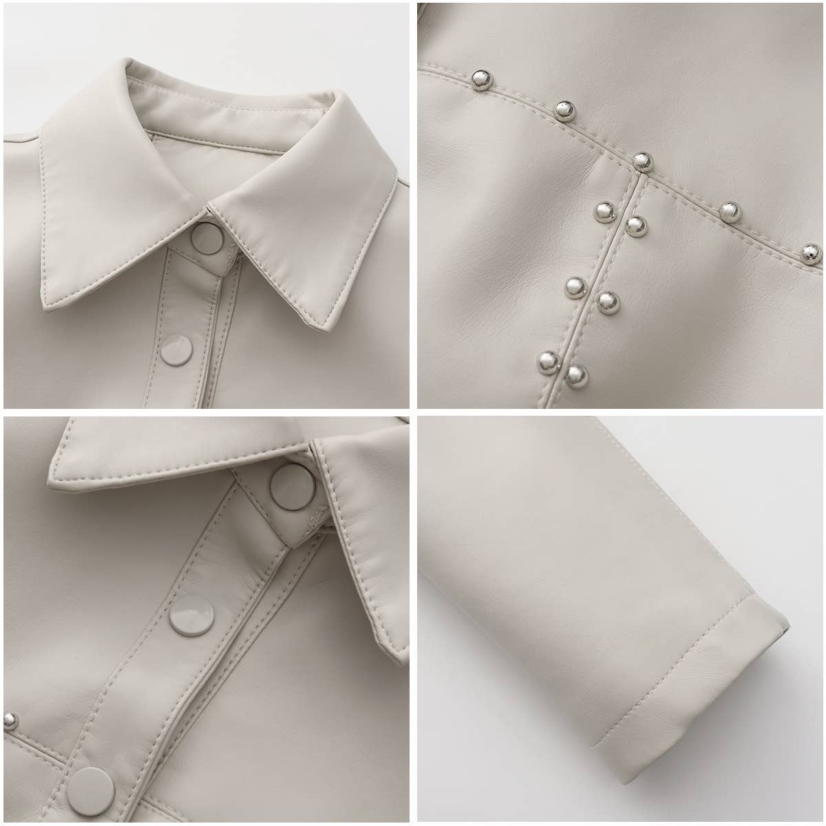 STUDDED LEATHER JACKET BUTTON LEATHER JACKET