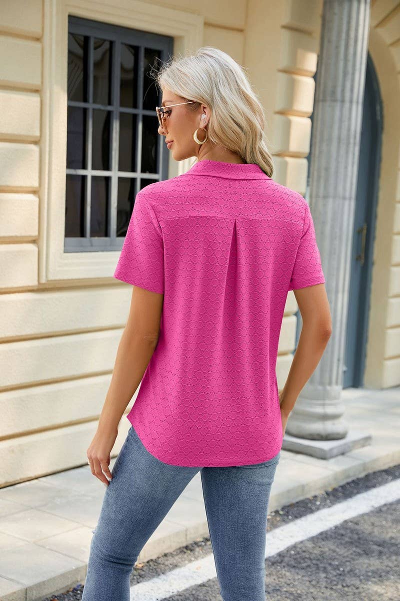 LAPEL POCKET PURE COLOR LEISURE T SHIRT_CWTSTS0189