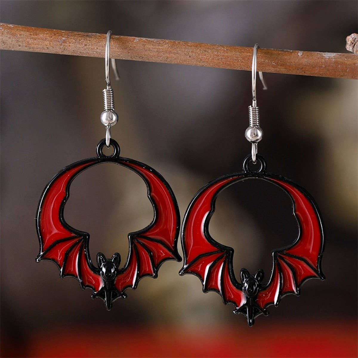 PERSONALIZED FUNNY DARK BAT PENDANT EARRINGS_CWAJE1973