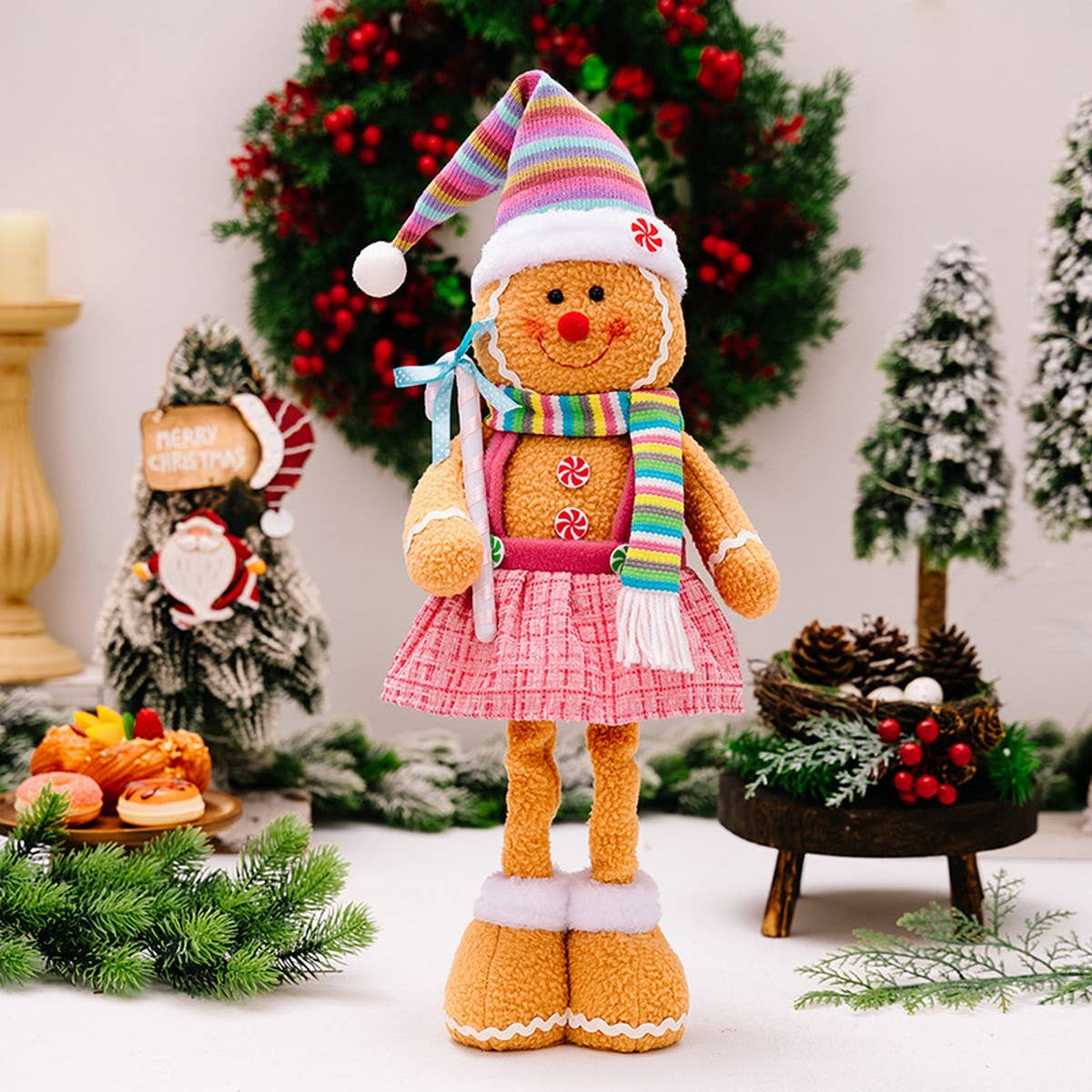 CWMM10290_CHRISTMAS STRETCH GINGERBREAD DOLL PLUSH DECOR
