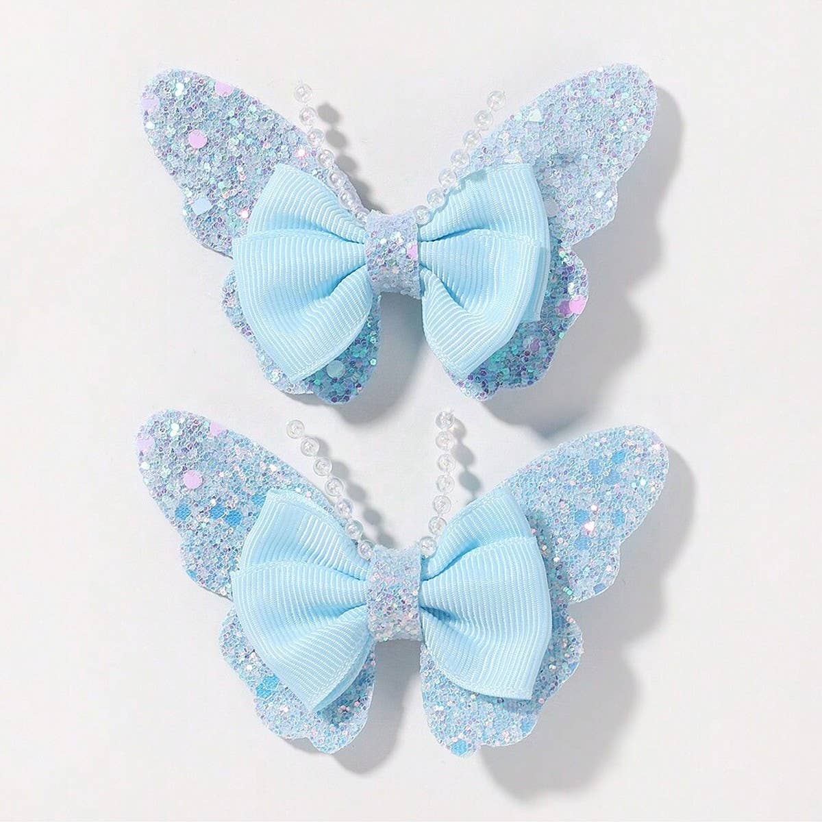 Glitter Bow Hair Clips Set for Baby Girls