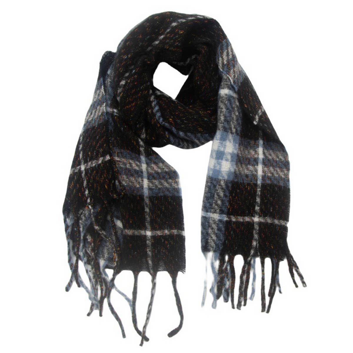 New Tassel Checkered Scarf for Fall & Winter_CWASC0869