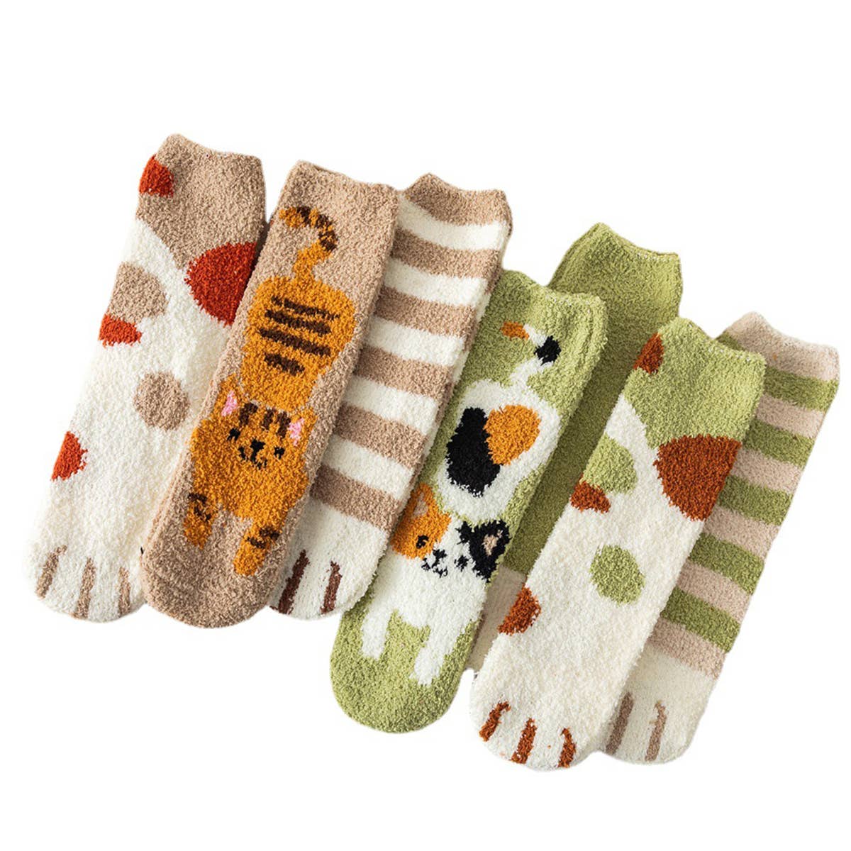 WOMEN PADDED CORAL FLEECE CAT CLAW SOCKS