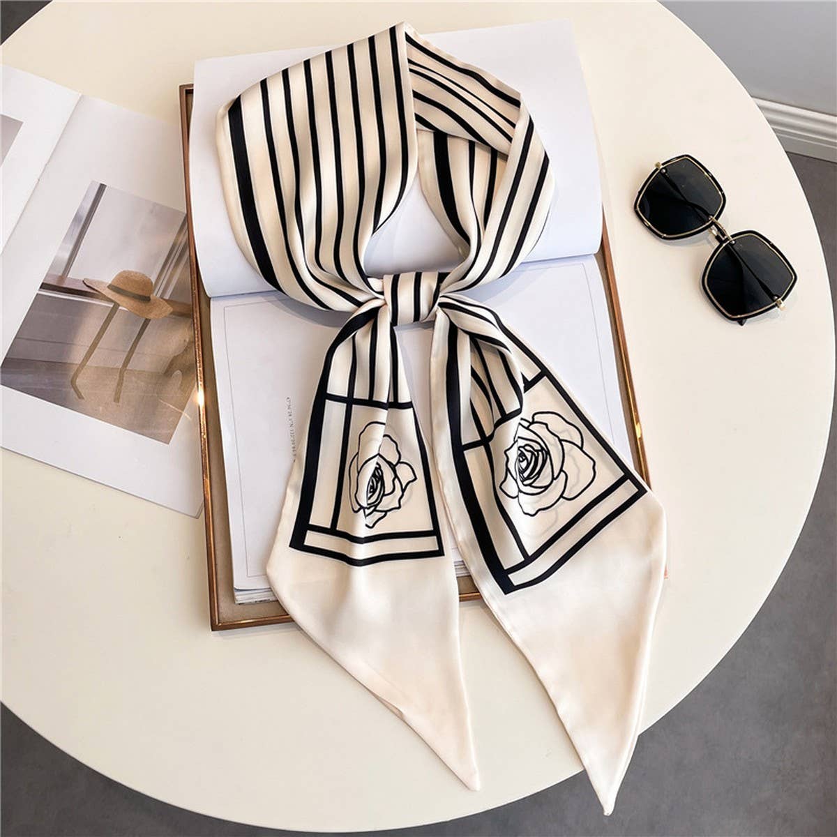 LETTER PRINT DOUBLE LAYER  HEAD SCARF