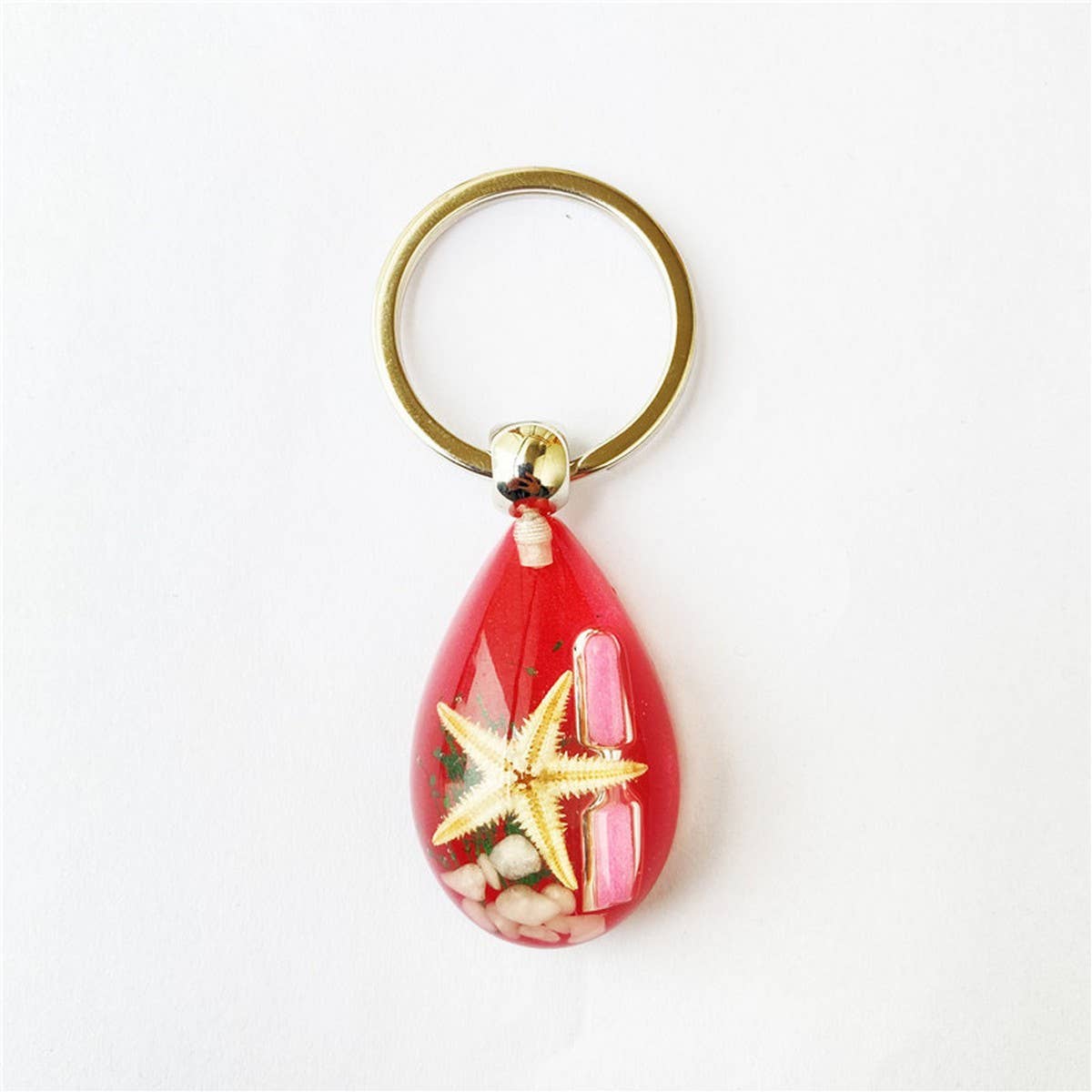 CREATIVE STARFISH HOURGLASS KEYCHAIN PENDANT
