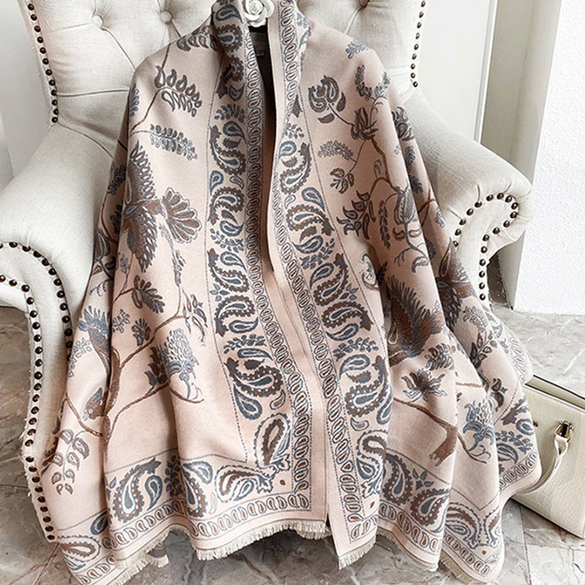 Printed Tassel Shawl Blanket Scarf for Office-Fall_CWASC0191