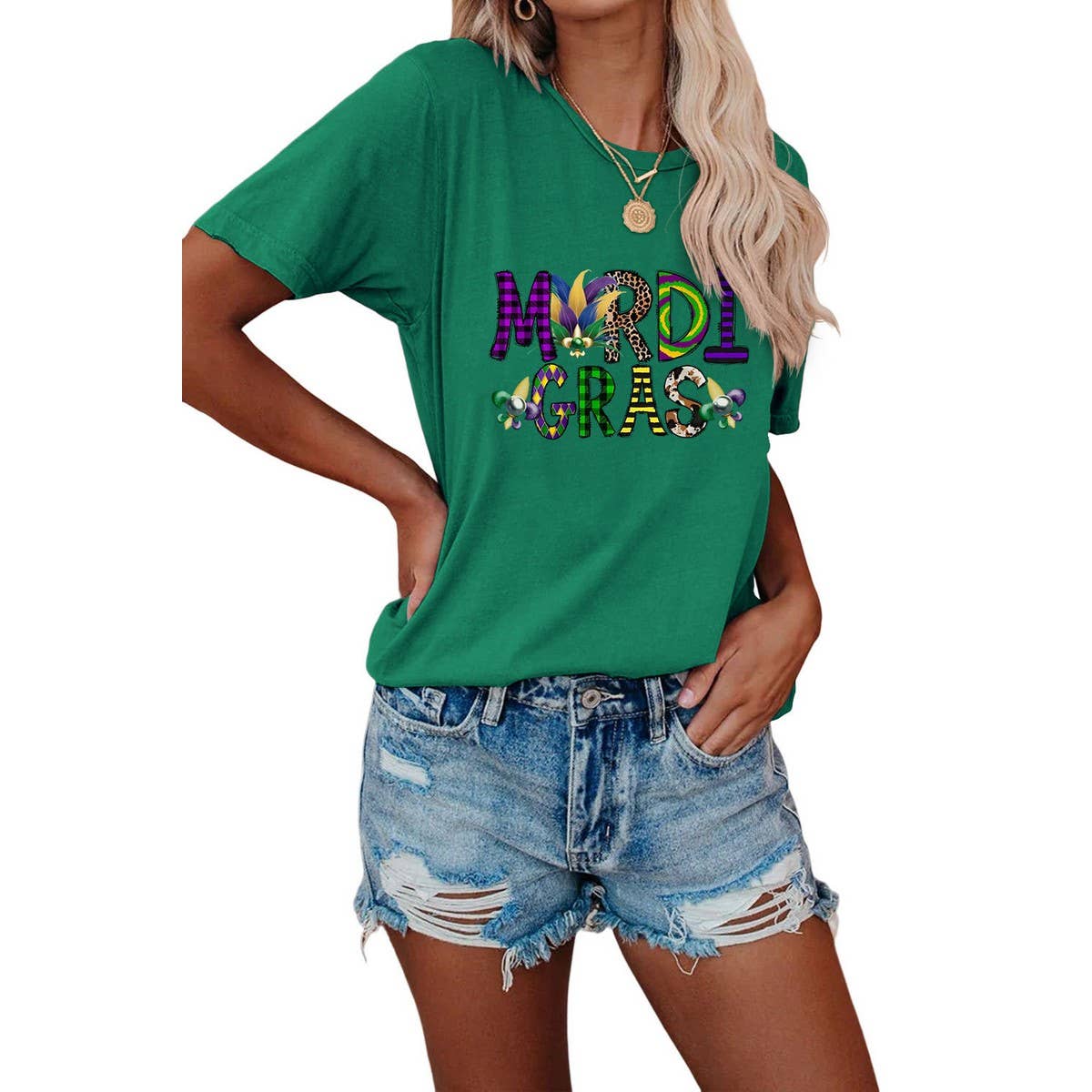 EASTER LOOSE PRINT ROUND NECK PULLOVER T SHIRT_CWTTS0798