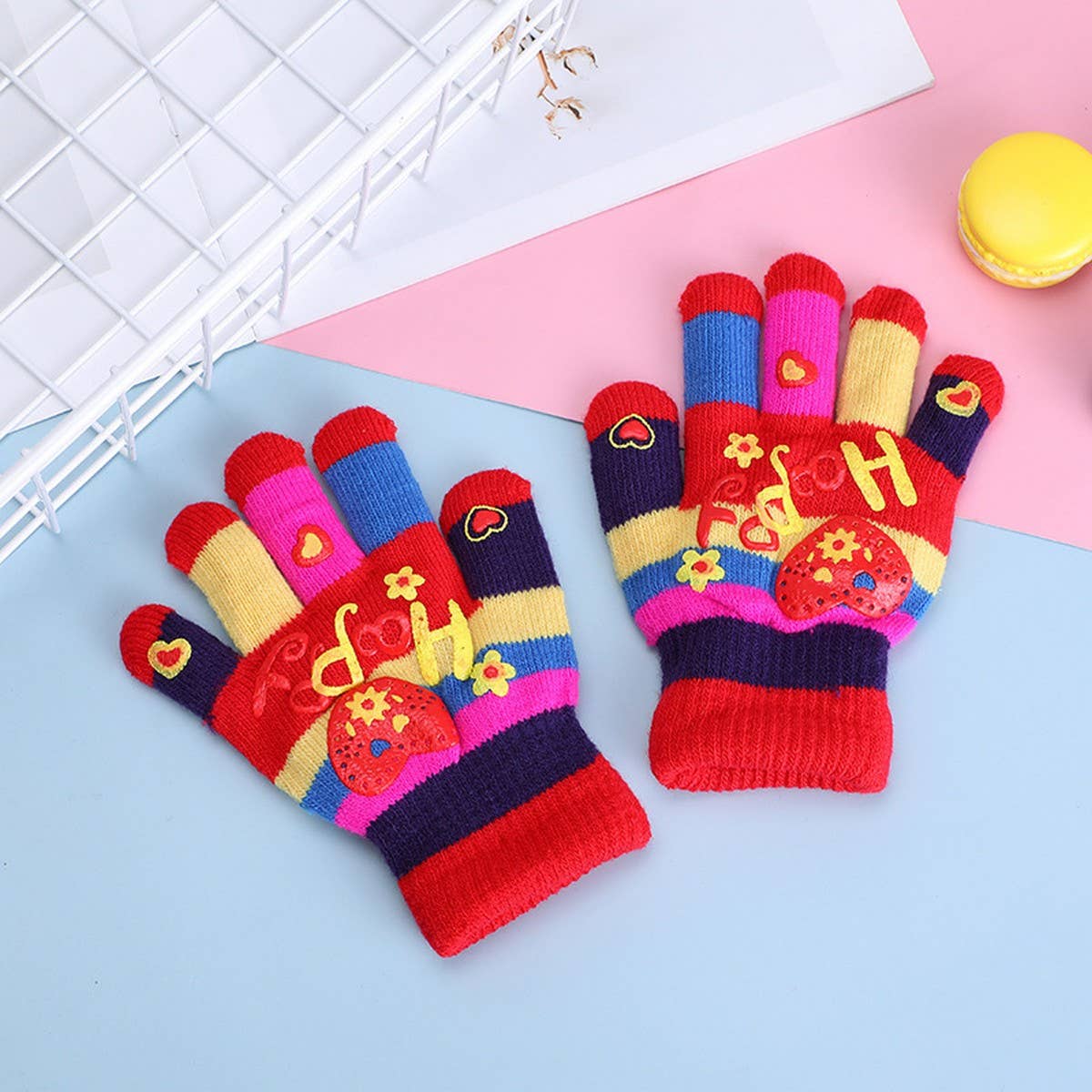 CWAG00558_KIDS WARM HEART PATTERN KNIT GLOVES