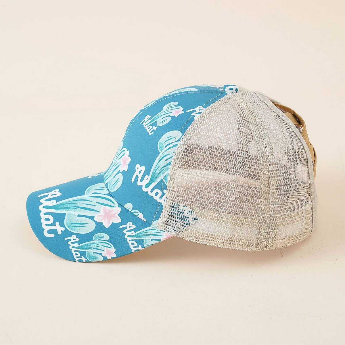 WOMEN FLORAL PONYTAIL VISOR BASEBALL CAP_CWAH1405
