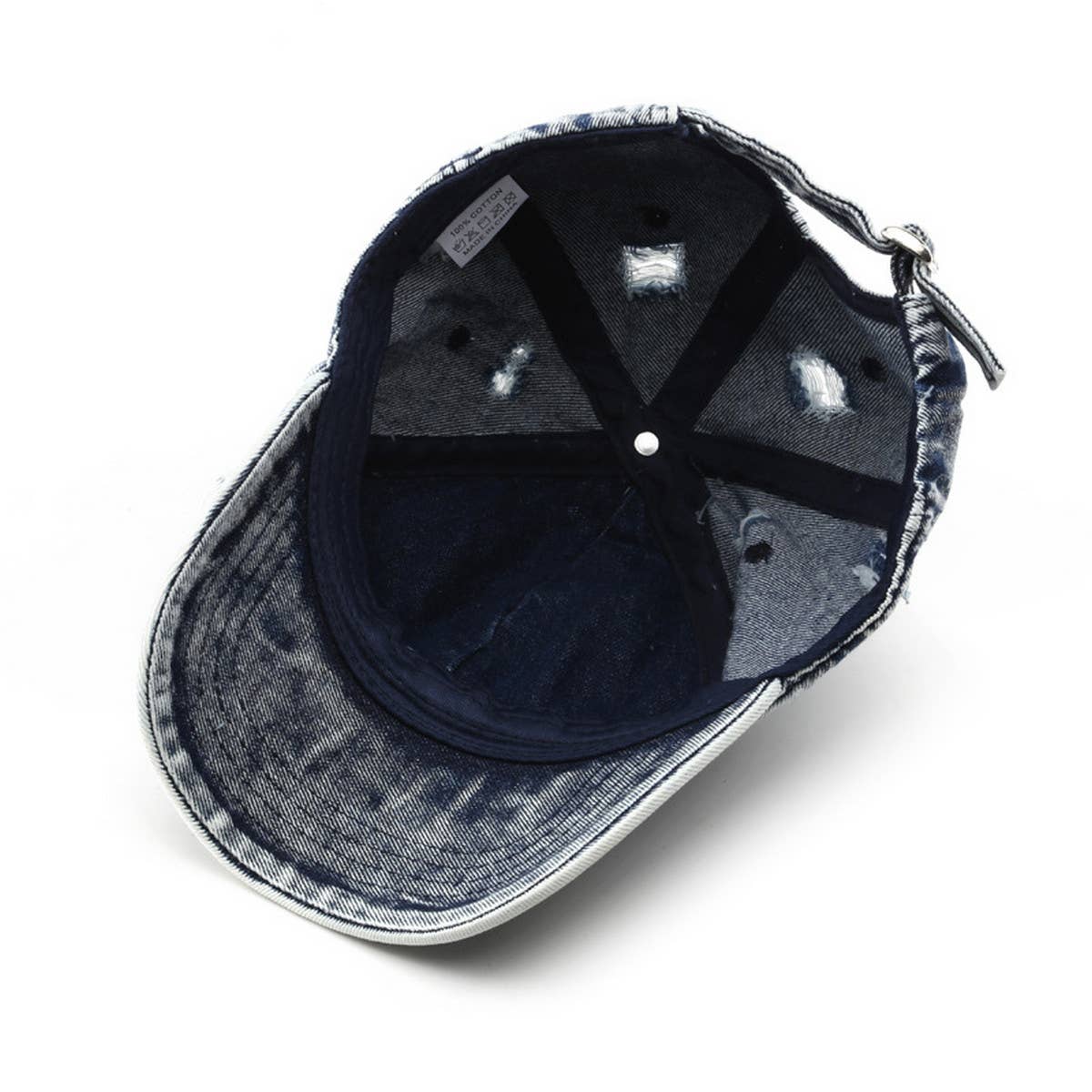 CWAH3203_DISTRESSED WHITE SOLID DENIM VISOR BASEBALL CAP