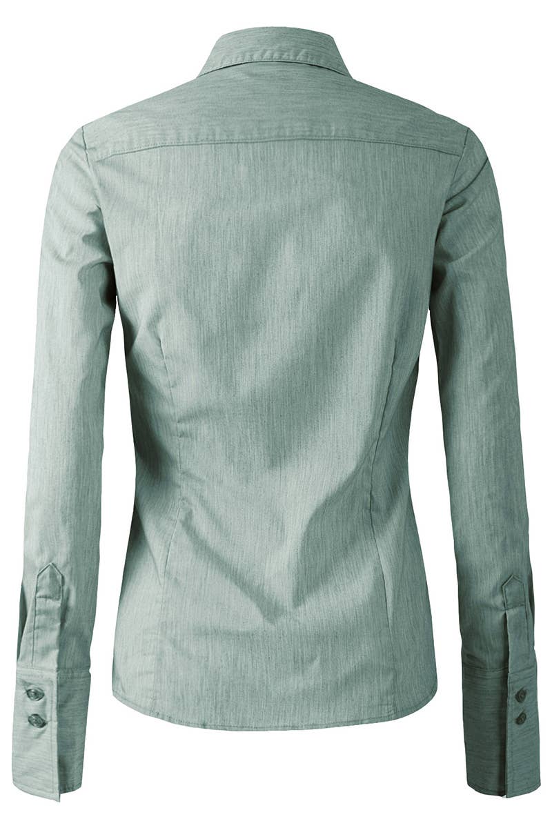 LADIES CASUAL LONG SLEEVE BUTTON UP SHIRT_CWTDSL027