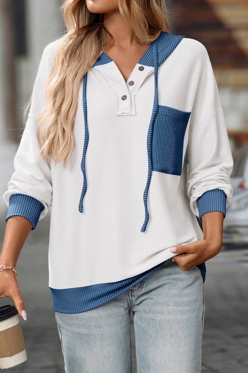 CWOHOL00601_COLORBLOCK TWIST STRIPE LOOSE HOODIE